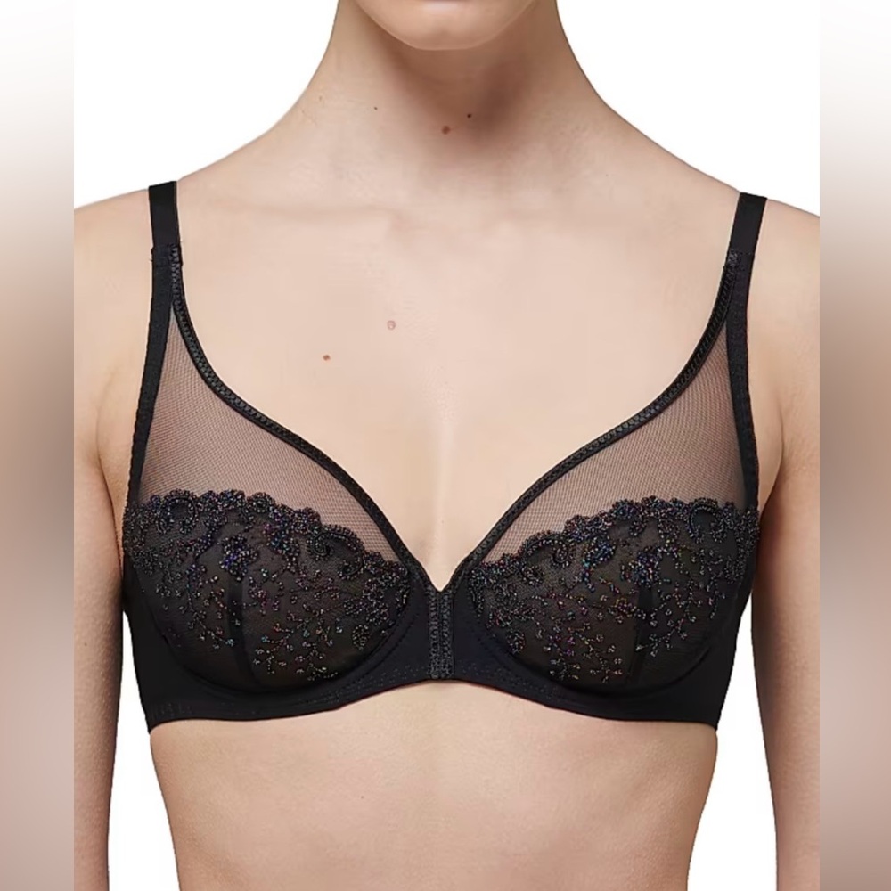 Simone Perele 'Delice' Demi Cup Bra in "Gem Black".Size 36 E. New with tags.